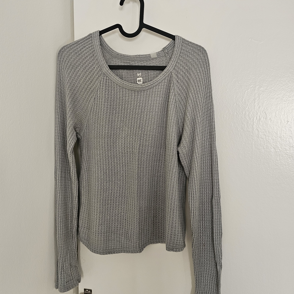 PacSun Light Gray Waffle Knit Long Sleeve Top
